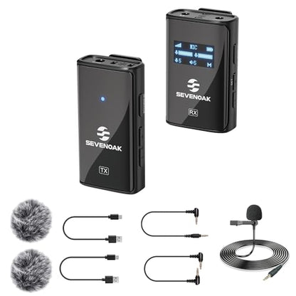 Wireless Lavalier Microphone for Cameras Camcorder,Noise Cancellation,328ft Range,3 Pickup Modes,Compact Clip-on Lapel Mic for Video Recording YouTube Live Streaming Podcasting