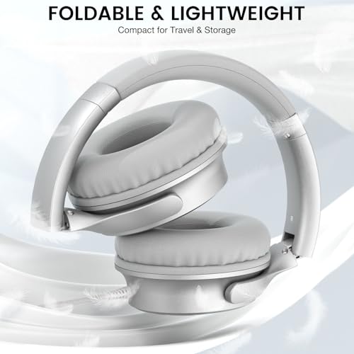 USB C Wired Over-Ear Headphones with Microphone | Volume Control, Share Port, Adjustable Headband Foldable Stereo Headset for Adult/Teens for iPhone 16, Laptop, Gaming, Travel - color: Silver