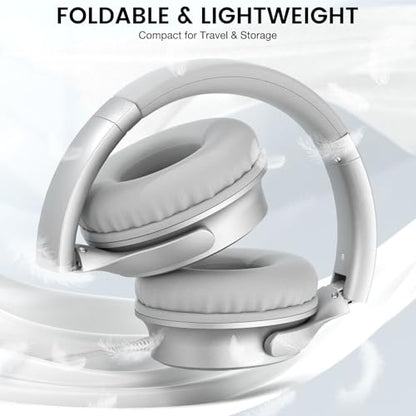 USB C Wired Over-Ear Headphones with Microphone | Volume Control, Share Port, Adjustable Headband Foldable Stereo Headset for Adult/Teens for iPhone 16, Laptop, Gaming, Travel - color: Silver