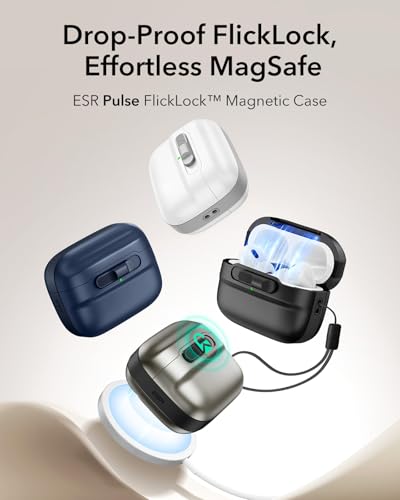 ESR for AirPods Pro 2 Case, Compatible with MagSafe, Titanium | (2023/2022/2019),Compatible with Airpods Pro (USB-C/Lightning Cable), Magnetic Lid, Full Drop Protection Cover with Lanyard - color: Titanium, size: Airpods Pro 2&1 Case