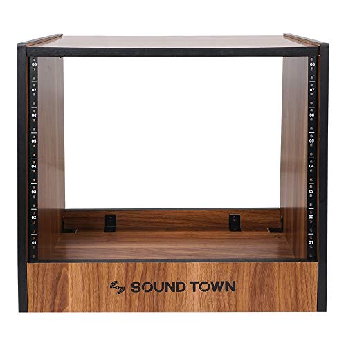 Sound Town DIY 8U Studio Rack with Furniture Grade Walnut Laminate (SDRK-8WN) - size: 8U, Slanted
