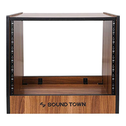Sound Town DIY 8U Studio Rack with Furniture Grade Walnut Laminate (SDRK-8WN) - size: 8U, Slanted