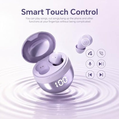Yihou Invisible Small Mini Sleep Earbuds Purple Headphones Wireless Bluetooth Comfortable Tiny Sleeping Smallest Low Profile Micro Discreet Hidden Kids Earbuds Ear Buds for Small Ear Canals Women Work - color: Purple