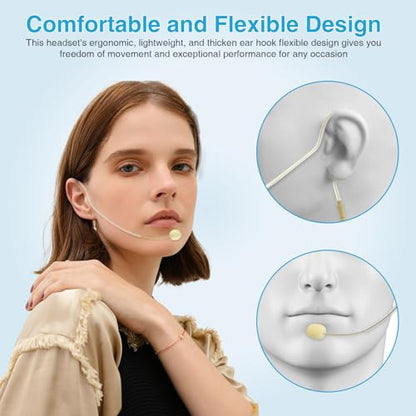 5 Pack Headset/Headworn Microphone Single Earhook Headset Mic for Shure | Omnidirectional Condenser Mic with 1.5m Cable and Windscree,Mini XLR 4Pin TA4F Plug,Ideal for Lectures, Live Performance