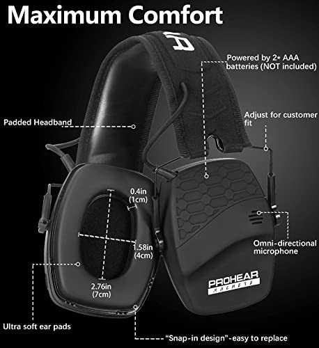 PROHEAR 030 2 Pack Bluetooth 5.4 Electronic Shooting Ear Protection Earmuffs with Foam Ear Pads-Black - style: Bluetooth *2