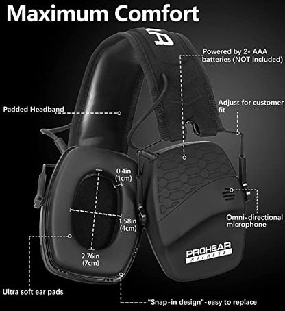 PROHEAR 030 2 Pack Bluetooth 5.4 Electronic Shooting Ear Protection Earmuffs with Foam Ear Pads-Black - style: Bluetooth *2
