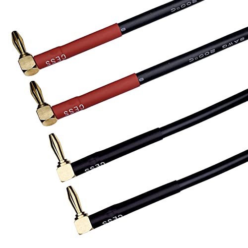 CNCESS CESS-138-6i Right Angle Banana Plug Jumper Cable, Speaker Jumpers, (90 to 90, 6-INCH) - style: 90 to 90, 6-INCH