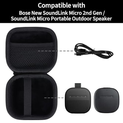 Storage Case Compatible with Bose SoundLink Micro 2nd Gen Speaker | Lightweight Carry, Secure Storage, Convenient Zipper, Soft Interior,Black Case - color: Black