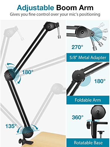 InnoGear Mic Arm Desk Mount Microphone Stand Boom Arm for Blue Yeti | For Hyper X QuadCast SoloCast Fifine, Silent, Professional, 3.5 lb Weight Capacity, 28" Extendable, Adjustable Angles - size: Medium