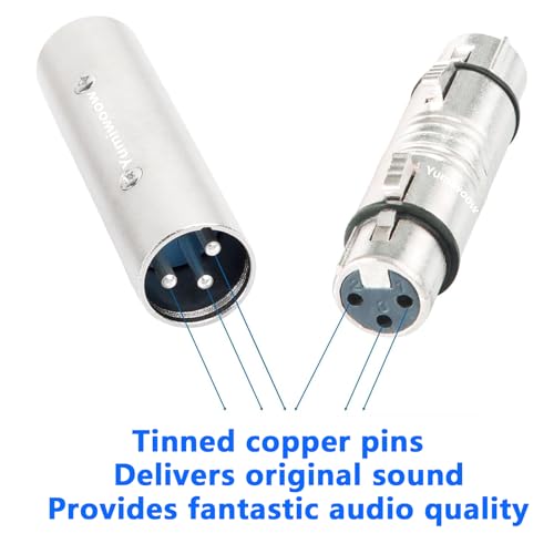 2-Pack XLR Adapter, 2 Male to Male & 2 Female to Female Couplers, Gender Changer Connector for Mixer, Microphone, Amplifier