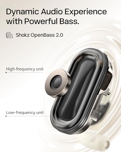 SHOKZ OpenFit 2 Open-Ear Headphones, True Wireless Bluetooth Earphones with Microphone, Black (Renewed) - color: Black