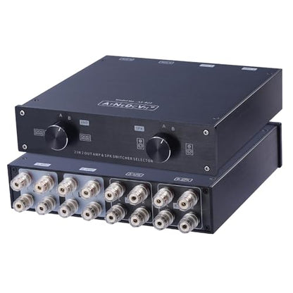 2 Zone Amplifier Speaker Lossless Switcher Selector, 2 in 2 Out Amps Speakers Switch Control Box Splitter, 2 Way Stereo Audio A B Switches