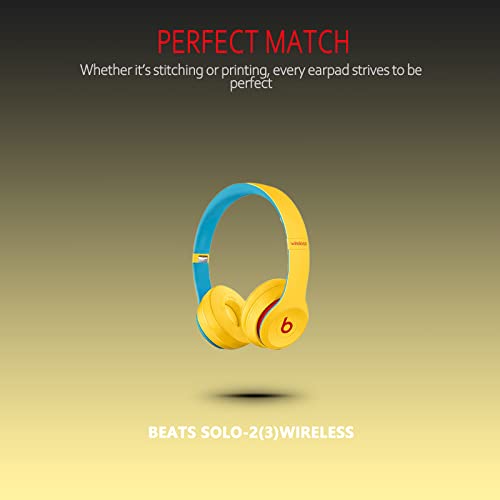 Krone Kalpasmos Earpad Replacement for Beats Solo 2 & 3 Wireless/Wired Headphone, Ear Cushion Premium Protein Leather Memory Foam with Kits, Superb Comfortable Easy to Install – Yellow - color: Club Yellow