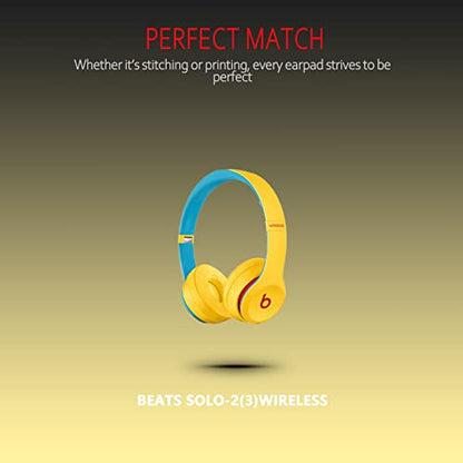 Krone Kalpasmos Earpad Replacement for Beats Solo 2 & 3 Wireless/Wired Headphone, Ear Cushion Premium Protein Leather Memory Foam with Kits, Superb Comfortable Easy to Install – Yellow - color: Club Yellow