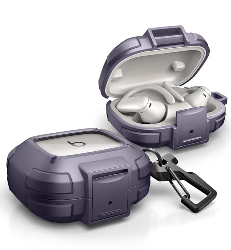 Dexnor for Beats Powerbeats Pro 2 Case with Drop-Proof Lock, Shockproof Rugged Bumper Cases Protective Cover with Carabiner & Keyring & Cleaner Kit for Powerbeats Pro 2 (2025) Purple - color: Purple