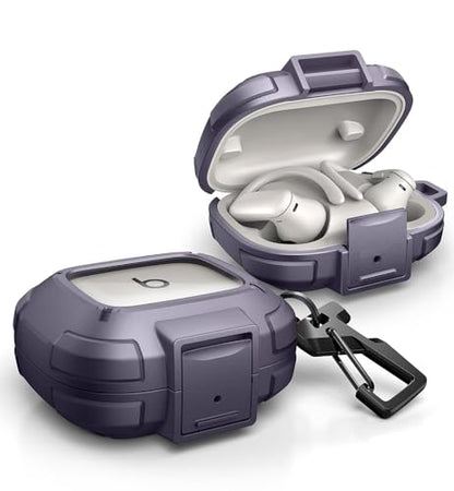 Dexnor for Beats Powerbeats Pro 2 Case with Drop-Proof Lock, Shockproof Rugged Bumper Cases Protective Cover with Carabiner & Keyring & Cleaner Kit for Powerbeats Pro 2 (2025) Purple - color: Purple
