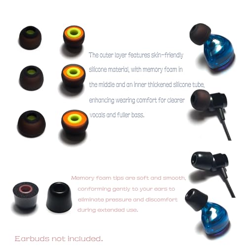 Silicone & Memory Foam IEM Ear Tips - color: Yellow/grey