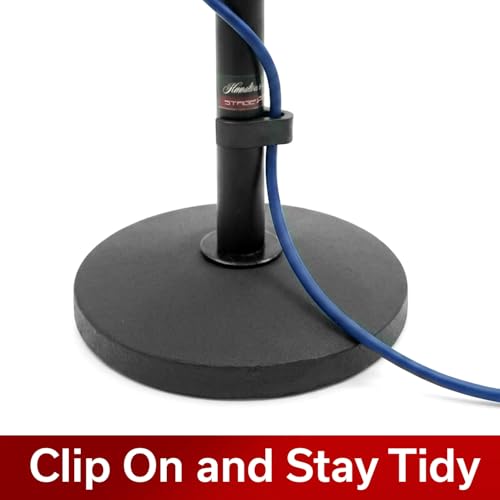 Hamilton KB100M Desktop Microphone Stand with Metal Round Base | 9.1-14.2" Adjustable Height, 2.64lbs Weighted Base, Cable Holder, Black Steel