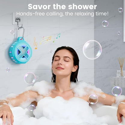 XLEADER X8(2 Gen) Upgraded, Bluetooth Shower Speaker, Certified IP67 Waterproof, 10W Pro Sound&Deep Bass, 24Hrs Playtime, Stocking Stuffers for Teens Men, White Elephant Gifts, Teal - color: B-Teal