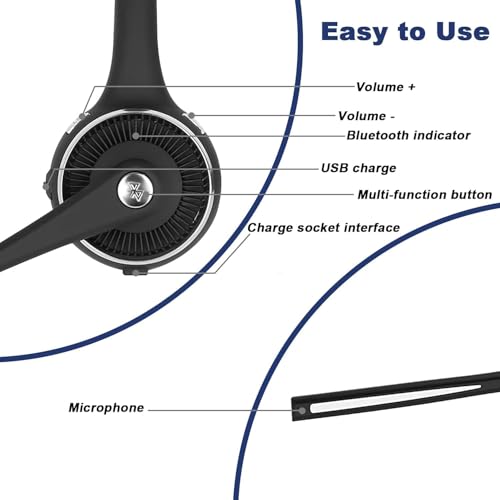 Trucker Bluetooth Headset with Noise Cancelling Mic