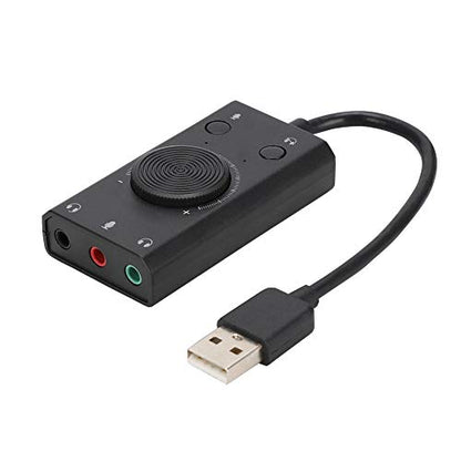 External Sound Card, USB Audio Adapter External Stereo Sound Card with 3.5mm Headphone and Microphone Jack, USB Multifunction Drive- Sound Card with Indicator
