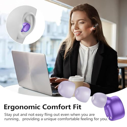 kurdene Wireless Earbuds Bluetooth 5.3 Light Weight in Ear Headphones | Premium Sound Bass Ear buds with Charging Case,Touch Control,Built in Mics Headset,Clear Calls for Sports Workout Purple - color: Purple