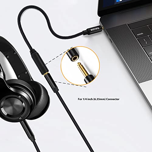 WISYIFIL 1/4 to 3.5mm Cable 1ft Long, Quarter inch (6.35mm) Female to 3.5mm Male Adapter, 1/8 to 1/4 Stereo Audio Cable,for Headphone, Amplifiers, Guitar, Amp etc. Nylon Braided Cable, 2-Pack