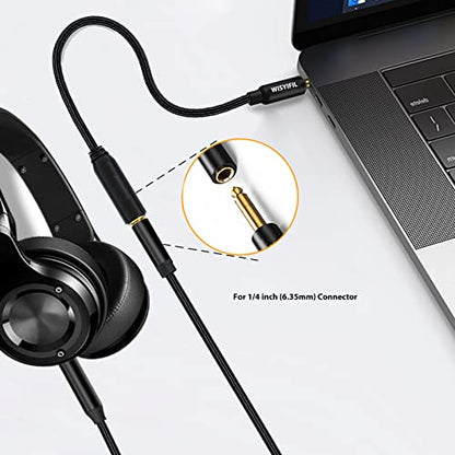 WISYIFIL 1/4 to 3.5mm Cable 1ft Long, Quarter inch (6.35mm) Female to 3.5mm Male Adapter, 1/8 to 1/4 Stereo Audio Cable,for Headphone, Amplifiers, Guitar, Amp etc. Nylon Braided Cable, 2-Pack