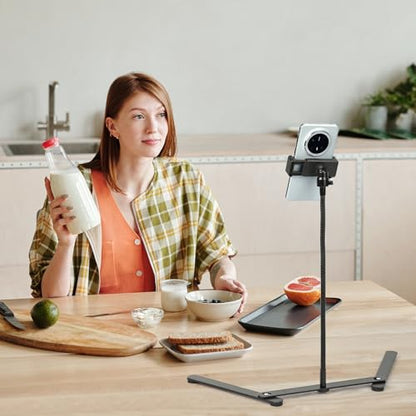 Adjustable Phone Tripod, Overhead Phone Mount, Tabletop Tripod for Cookie Decorating and Teaching Online Live Streaming and Showing Drawing Sketching Cooking