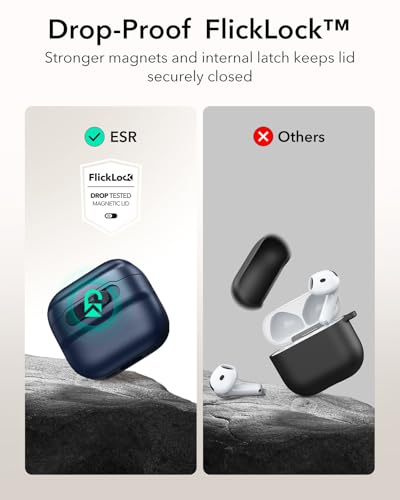 ESR for AirPods 4 Case, Compatible with MagSafe, Pulse Series, Blue | Compatible with AirPods 4 Generation Case (2024)(USB-C), Magnetic Lid Lock, Drop-Proof Protection Cover with Lanyard - color: Blue, size: AirPods 4 Case