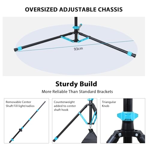 Photography Light Stand, 6.5ft Adjustable Reverse Folding Tripod Stand - color: Cyan-Blue