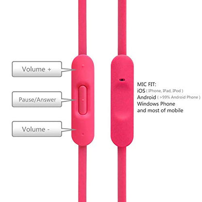 Replacement Audio Cable Cord Wire with in-line Microphone and Control Compatible with Beats Headphones Solo, Studio, Pro, Detox, Wireless, Mixr, Executive, Pill (Pink) - color: Pink