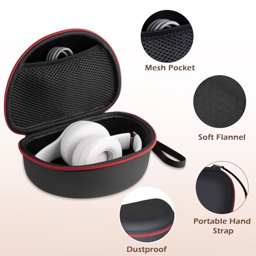 Hard Shell Travel Case Compatible with Beats Studio Pro/Studio3/Solo4/Solo3/ Solo 2 Bluetooth On-Ear Headphones (Black) - color: BLACK