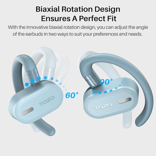 TOZO O2 Open Ear Wireless Earbuds,Multi-Angle Adjust 42H Bluetooth 5.3 - color: Blue