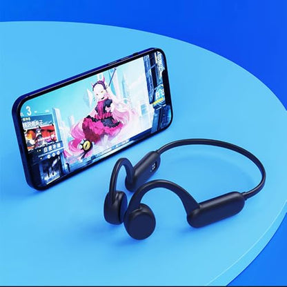IHAO Swimming Headphones True Bone Conduction Open Ear Headset MP3 Player Built-in 32G Memory IP68 Underwater Waterproof Stereo Bluetooth Earphone for Driving Bicycling Running Skiing-X18 Black - color: X18 Black