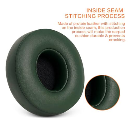 Solo 2 Solo 3 Ear Pad Replacement, GVOEARS Earpad Cushions for Beats Solo | Soft Leather Noise Isolation Memory Foam (Blackish Green) - color: Blackish Green