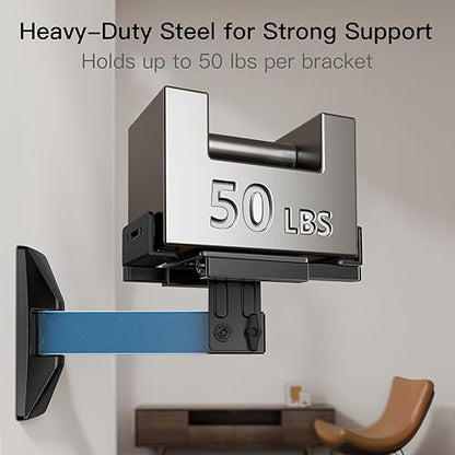 Pipishell Speaker Wall Mounts, Dual Side Clamping Bookshelf Mounting Bracket, Speaker Mounts for Surround Sound, Bookshelf Speakers up to 55 lbs, 1 Pair