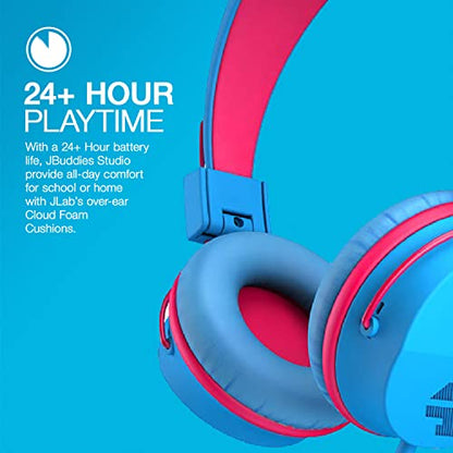 JLab JBuddies Studio Wired Kid Headphones, On-Ear, Cotton Candy, Volume Limited, Folding, Adjustable, Noise Isolation, with Mic - color: Cotton Candy, size: Headphones