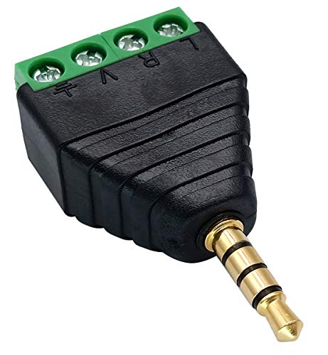4 Pole 3.5mm Screw Terminal 3.5mm (1/8) Stereo TRRS Audio Male to AV 4 Pin Female Screw Terminal Double Track Headphone Balun Solderless Converter Adapter(5 Pack/Male) - color: Male