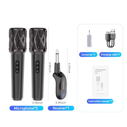 ZOWEETEK Wireless Dual Handheld Dynamic Karaoke Microphone Set | Rechargeable Receiver, Plug & Play, for Singing, Wedding, Party, Classroom, Speech, Church, PA System