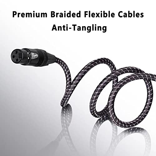 XLR Cables Braided 50 Feet 2 Pack | Anti-Tangling Premium 3 Pin XLR Male to Female Patch Cables for Microphone Audio - size: 2-Pack 50Ft