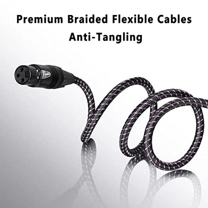 XLR Cables Braided 50 Feet 2 Pack | Anti-Tangling Premium 3 Pin XLR Male to Female Patch Cables for Microphone Audio - size: 2-Pack 50Ft