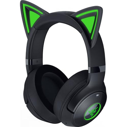 Razer Kraken Kitty V2 BT Wireless RGB Headset, Black | Chroma RGB Kitty Ears & Earcups, Bluetooth 5.2, 40 mm Drivers, Noise-cancelling Mics, Lightweight, USB-C, 40 Hr Battery - color: Black