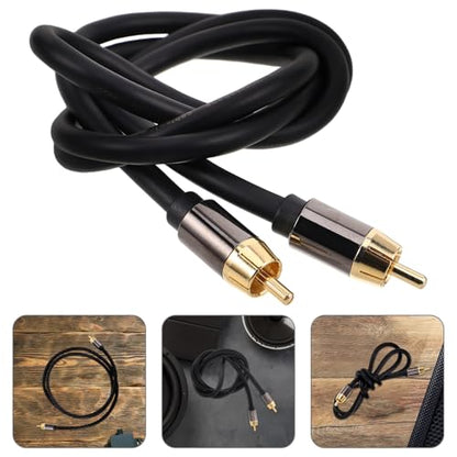 Coaxial Digital Audio Cable 1m with Aluminum Alloy Shell, Black and Metallic Audio and Video Signal Cable for Home Theater and DVD