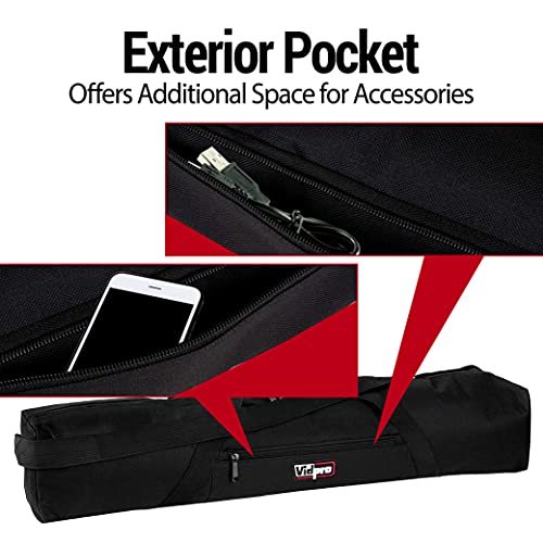 VidPro TC-45 Tripod Carrying Case - Heavy Duty Nylon Bag with Shoulder Straps and Handles - Compact Case with Full Length Zippered Closure Plus External Pocket Fits Tripod with Head up to 45 Inches - size: 45" Long