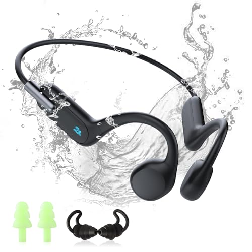 HIFI WALKER Bone Conduction Headphones for Swimming, IPX8 Waterproof Open Ear Headphones with Built-in 32GB MP3 Player, Bluetooth 5.3 Wireless Sports Earbuds for Swimming Laps Running Cycling