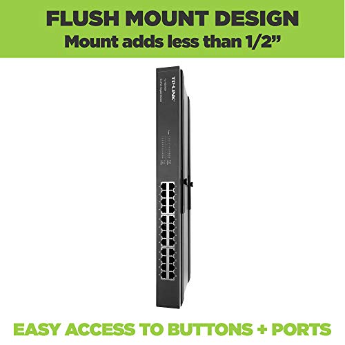 HIDEit Mounts Uni-NSM Mount - Black Steel Adjustable 1U Network Device Wall Mount for A/V Components, Mount for Network Switch, Ethernet Splitter and Ethernet Switch - size: USA Made Network Switch