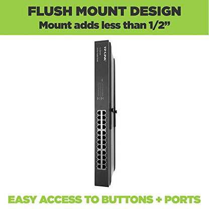 HIDEit Mounts Uni-NSM Mount - Black Steel Adjustable 1U Network Device Wall Mount for A/V Components, Mount for Network Switch, Ethernet Splitter and Ethernet Switch - size: USA Made Network Switch
