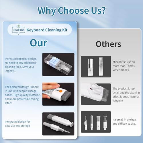 Keyboard Cleaner, Multi-Function Cleaning Kit for MacBook, Laptop, Computer | Includes Screen Spray, Microfiber Wipe, Tech Brush, Works on Airpod, Tablets, Earbuds, Pc Accessories, Electronic Screen - color: Bright White