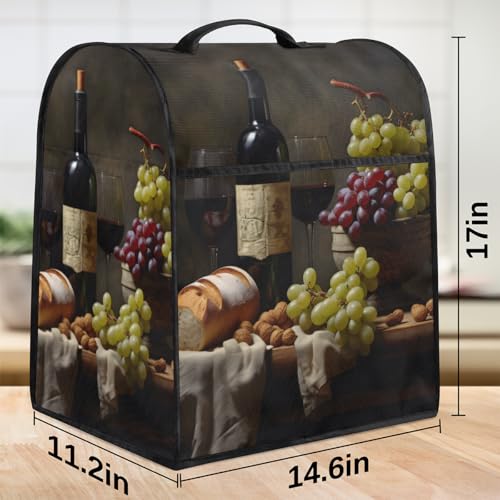 Grape Red Wine Glass Kitchen Aid Mixer Cover Compatible with 6-8 Quarts, Stand Mixer Cover, Dust Cover with Zipper Pocket, Kitchen Aid Mixer Accessories, Kitchen Appliance Organizer Bag - color: Grape red wine